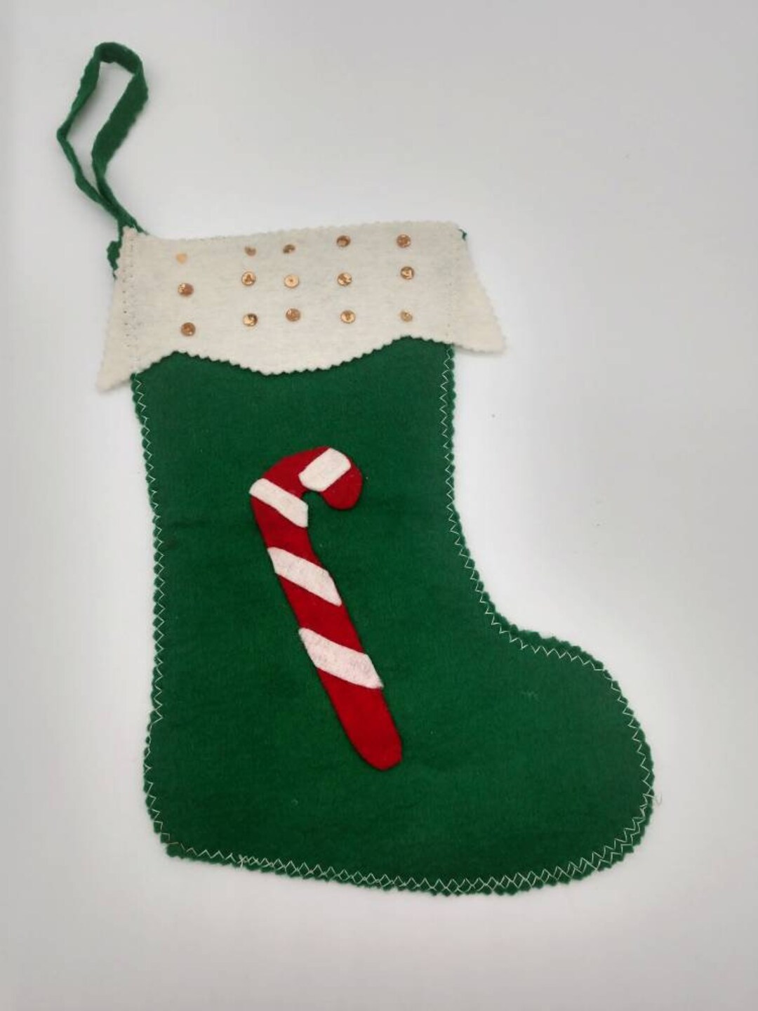 Handmade Green Felt Christmas Stocking Vintage Hand Made Etsy