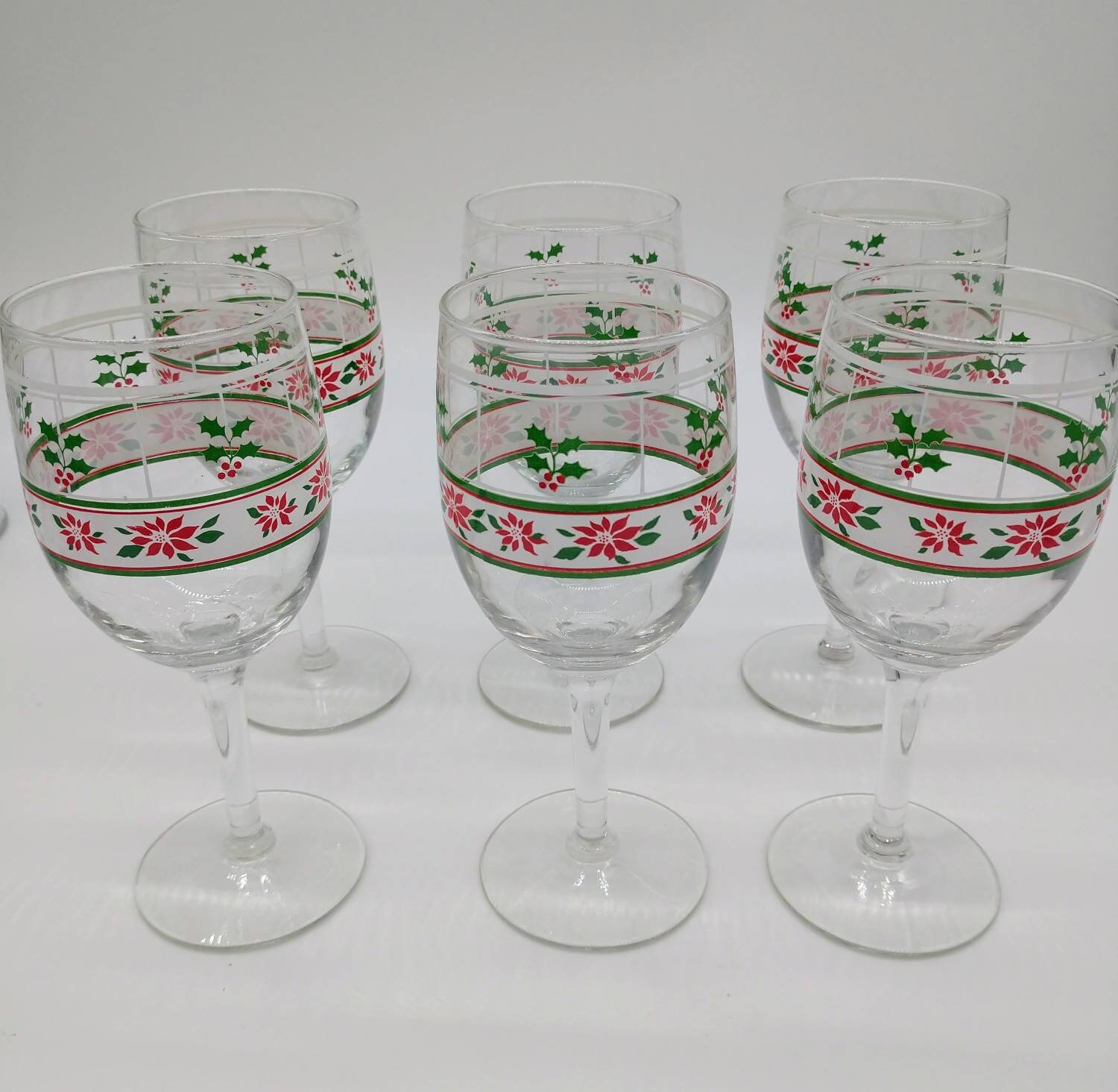 Vintage Christmas Wine Glasses Set of 6 Matching Water or Etsy