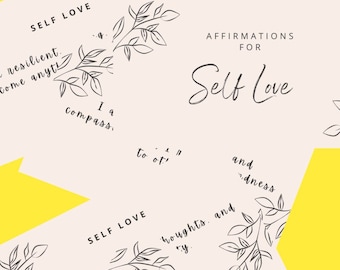 24 Self Love Affirmation Cards, Digital Affirmation Cards, Printable Self Love Affirmation Cards, PDF  Affirmation Cards, Positivity Cards