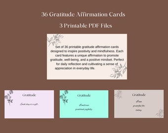 Gratitude Affirmation Cards, Printable Affirmation Cards, Thankfulness Affirmation Cards, Encouragement Cards, Self Care Cards