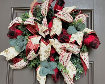 Christmas Joy Wreath, Merry Christmas Wreath, Holiday Wreath, Winter Wreath