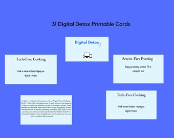 Digital Detox Cards, Self Care, Printable Digital Detox Cards, PDF Digital Detox Ideas, Downloadable Digital Detox Cards
