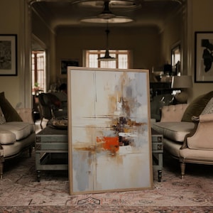 Grande impressão de pintura a óleo abstrata, pôster de paisagem neutra, impressão boho de galeria cinza, impressões abstratas modernas, arte de parede neutra