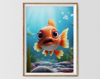 Realistic Fish Nursery Print, Fish Print Wall Art, Fishing Baby Room Poster, Aquarium Poster, Sea Animal Poster, Fish Art for Kids