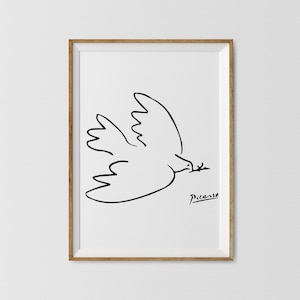 Picasso Dove of Peace Line Art Print: Minimalist Modern Decor (Digital Download)