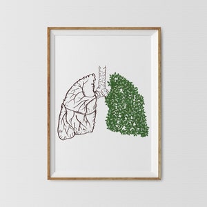 Anatomy Floral Lungs Print, Pulmonary Art, Anatomy Poster, Respiratory One Line Drawing, Respiratory System Line Art, Hospital Worker Gift