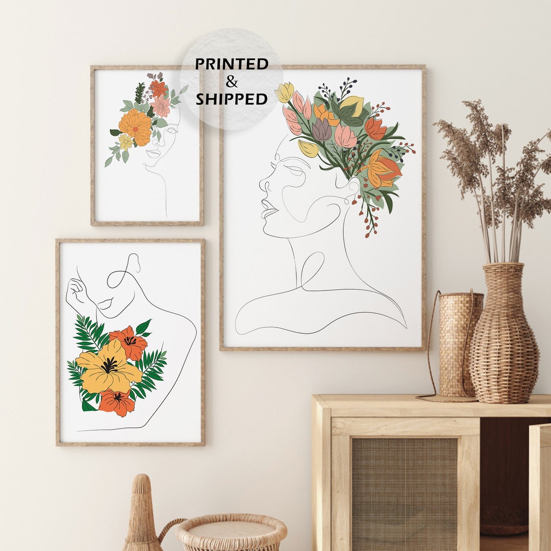 Set of 3 Minimalist Line Art, Woman Drawing Art Print, Female Line Art ...