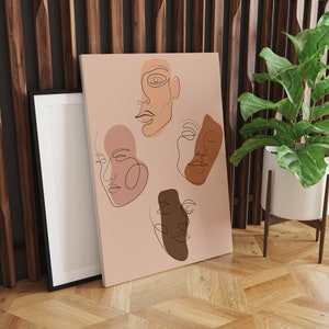 Feminist Canvas Art, Sisterhood Illustration Decor, Women Empowerment Line Canvas, Female Face One Line Minimalist Canvas | Printed Shipped