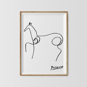 Picasso Print Horse, Picasso Animals Print, Horse Line Art Drawing Sketch Horse, Animal Sketches, Pablo Picasso, One Line Drawing Print