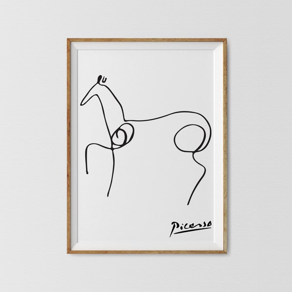 Picasso Print Horse, Picasso Animals Print, Horse Line Art Drawing Sketch Horse, Animal Sketchs, Pablo Picasso, One Line Drawing Print