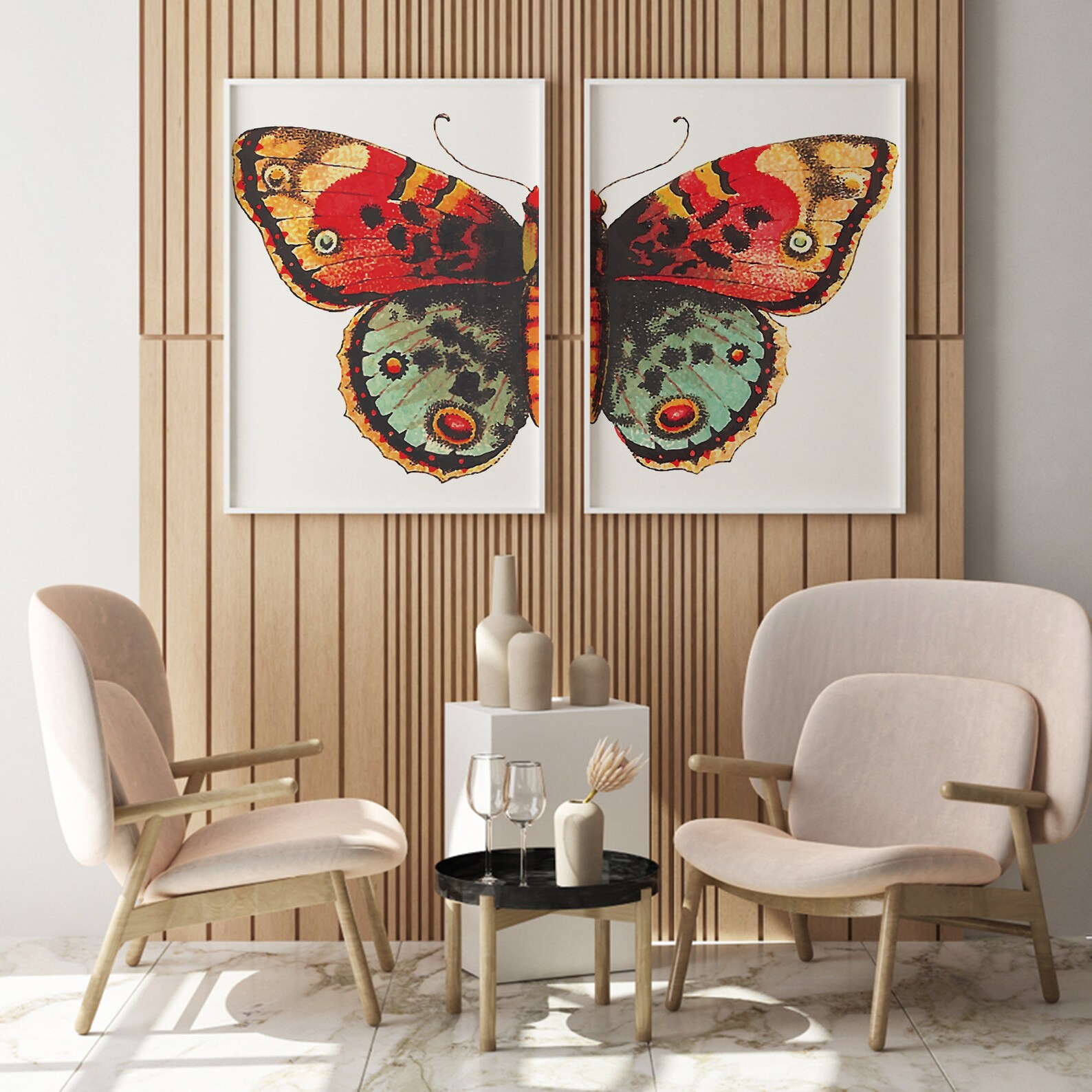 Colorful Butterfly Print Wall Art Set of 2 Butterfly Prints Etsy