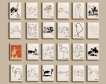 Picasso Gallery Wall Art Prints: Animal Sketch Exhibition Set (Digital Download)