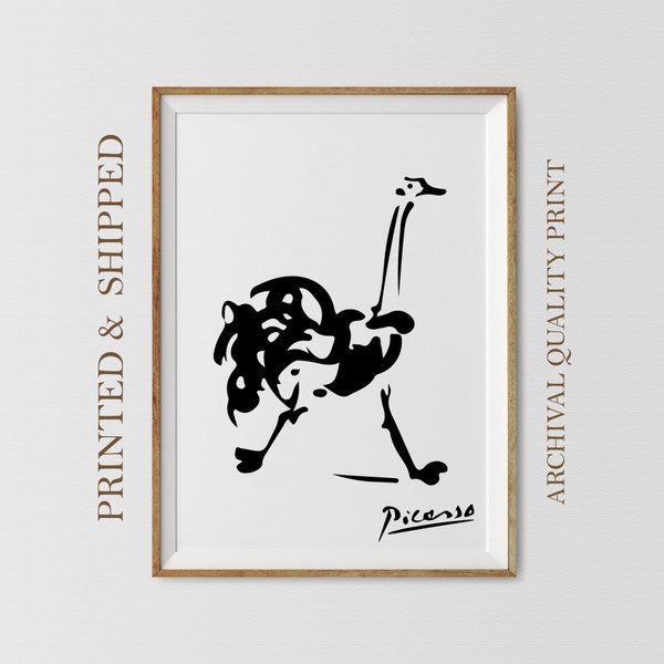 Picasso Ostrich Print, Ostrich Line Wall Art Poster, Picasso Animal Print, Contemporary Picasso Art, Bird Print, Ostrich Illustration