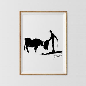 Picasso Bullfight Sketch Poster: Minimalist Modern Art (Digital Download)
