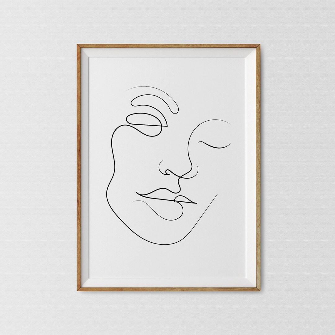 Minimalist One Line Face Art Print: Abstract Line Drawing (digital ...