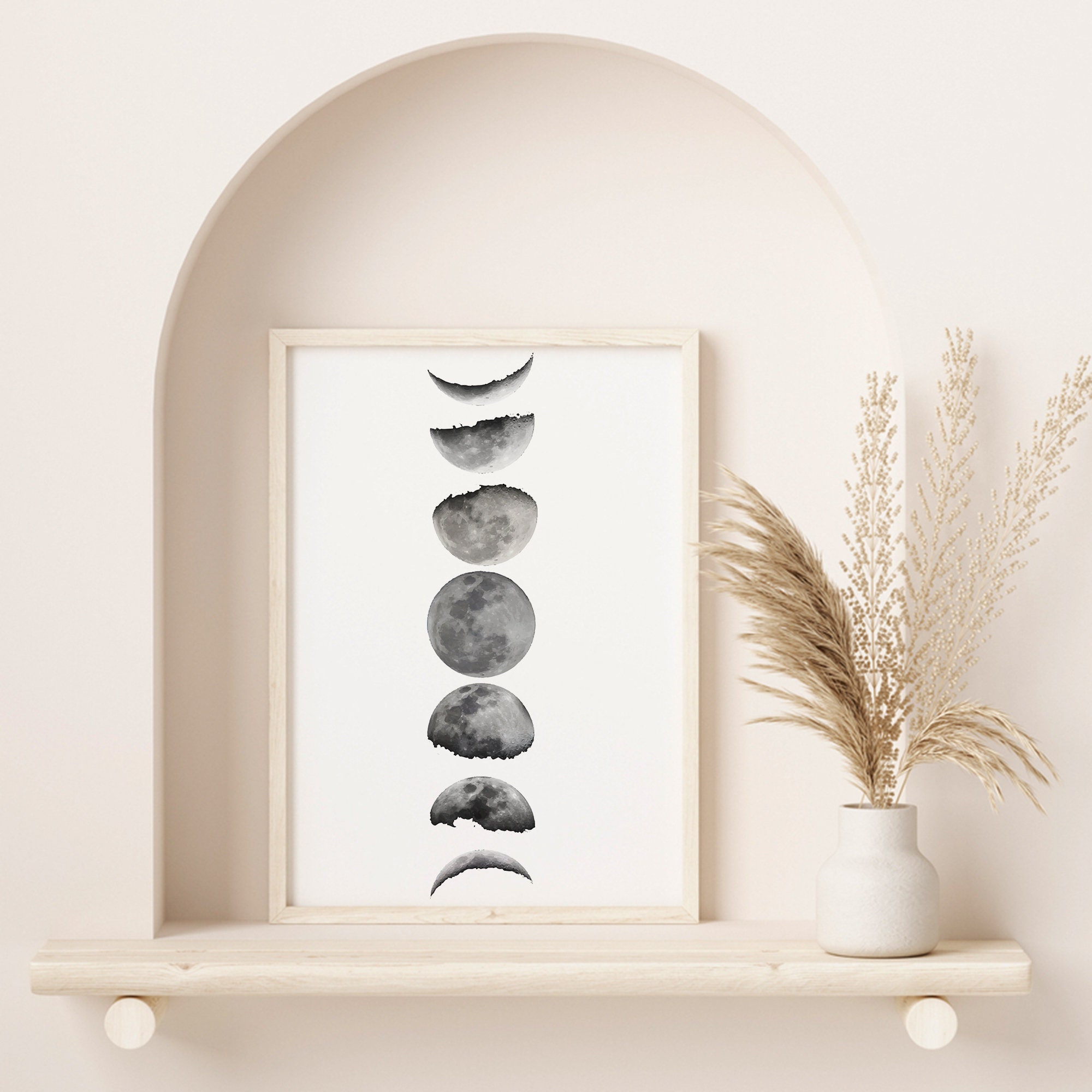 Minimalist Moon Phases Art: Black and White Astronomy Poster (digital ...