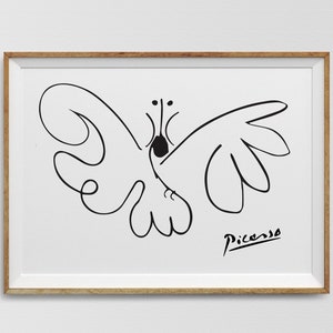 Pablo Picasso Butterfly Line Art Poster, One Line Butterfly Print, Picasso Butterfly Print, Picasso Animals Sketch Poster, Nursery Butterfly
