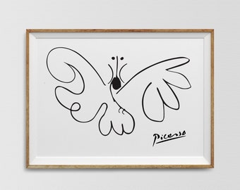 Picasso Butterfly Line Art Print: Minimalist Nursery Decor (Digital Download)