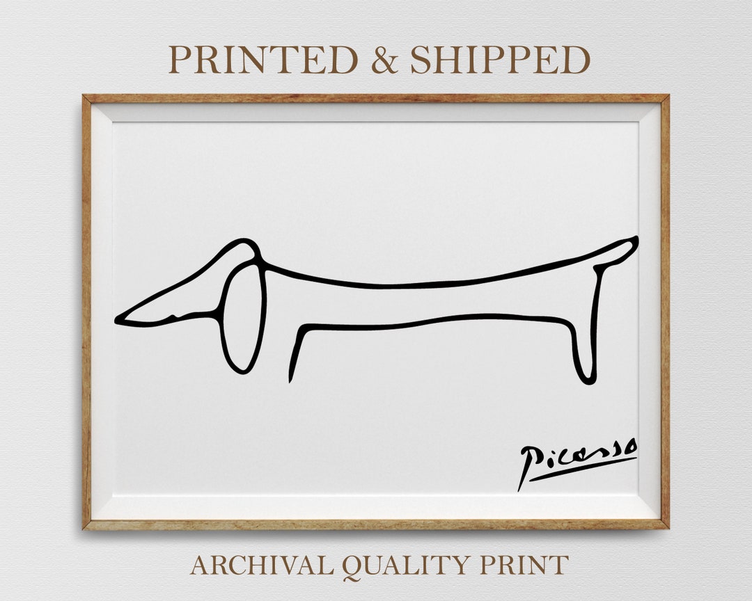 Picasso Dog Art Print, One Line Drawing, Picasso Sketch Art, Minimal Dog Sketch, Dachshund Print