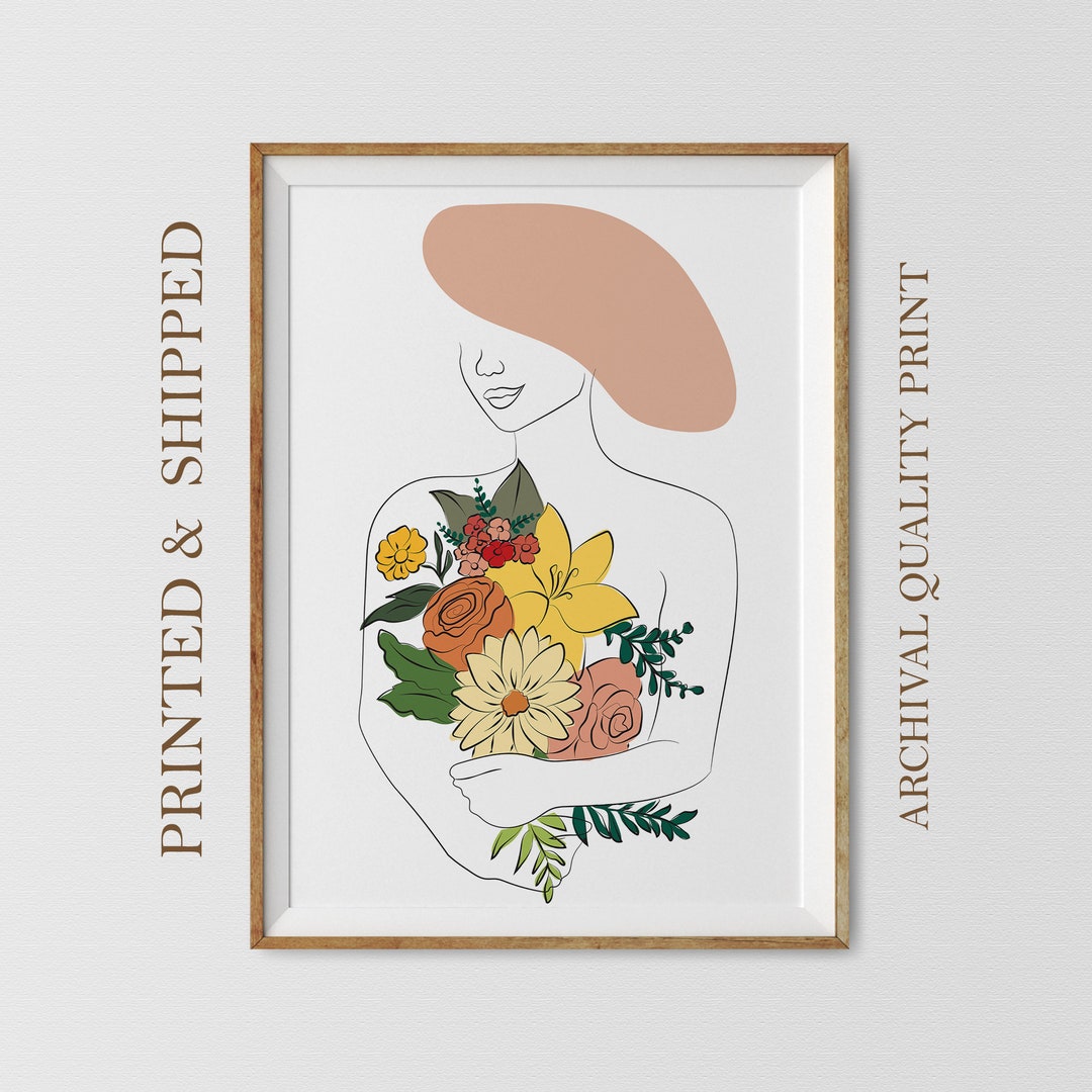 Floral Woman Art Print: Roses Watercolor, Botanical Wall Decor - Etsy