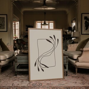 Minimalist Floral Line Art Print: Scandinavian Abstract (Digital Download)