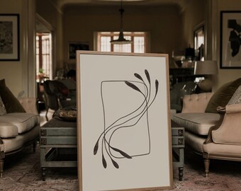 Minimalist Floral Line Art Print: Scandinavian Abstract (Digital Download)