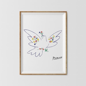 Pomba da Paz de Picasso para Imprimir, Arte de Parede de Pomba de Picasso, Pôster de Pomba de Picasso, Desenho de Pablo Picasso, Arte Minimalista Moderna, Arte de Pomba