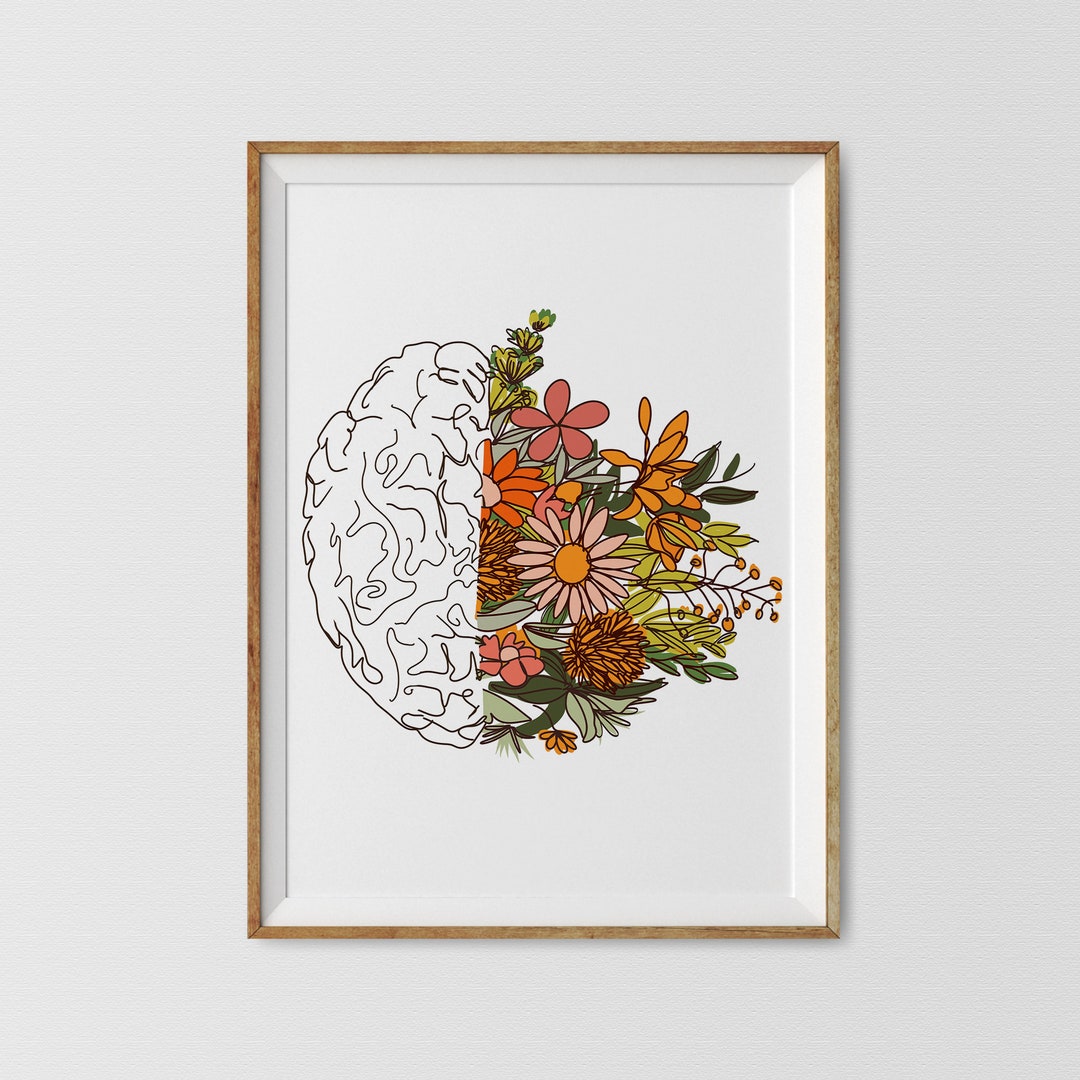 Floral Brain Anatomy Art Print: Medical Gift (digital Download) - Etsy