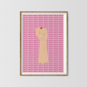 GRL PWR Wall Art, Feminist Art, Empowered Women Print, Hand Print, Boho Feminist Print, Feminism Illustration, Women Hand Print, Girl Power