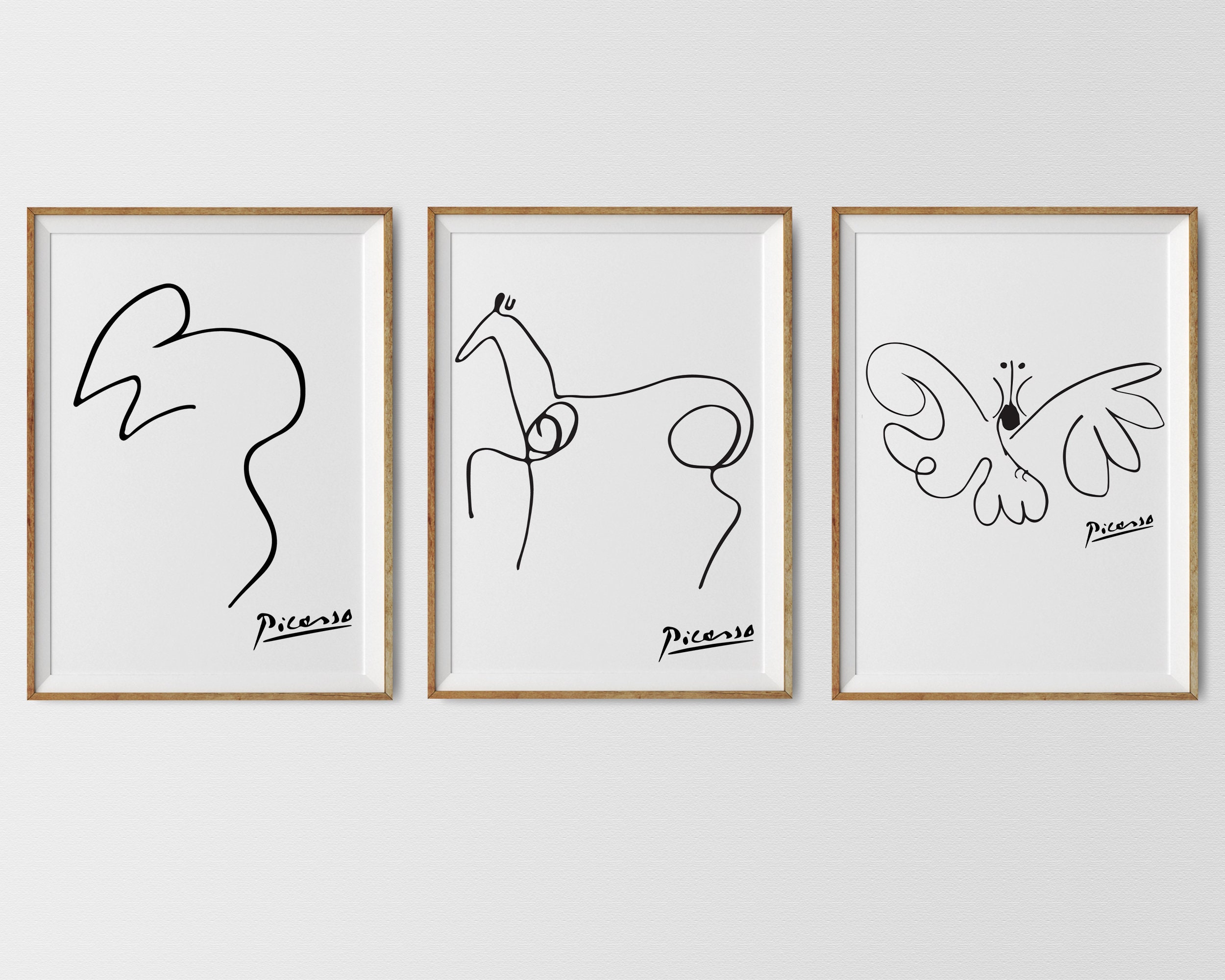 IKEA ピカソ動物の線画5枚セット ピカソ動物の24枚セット ギャラリーウォールアートプリント