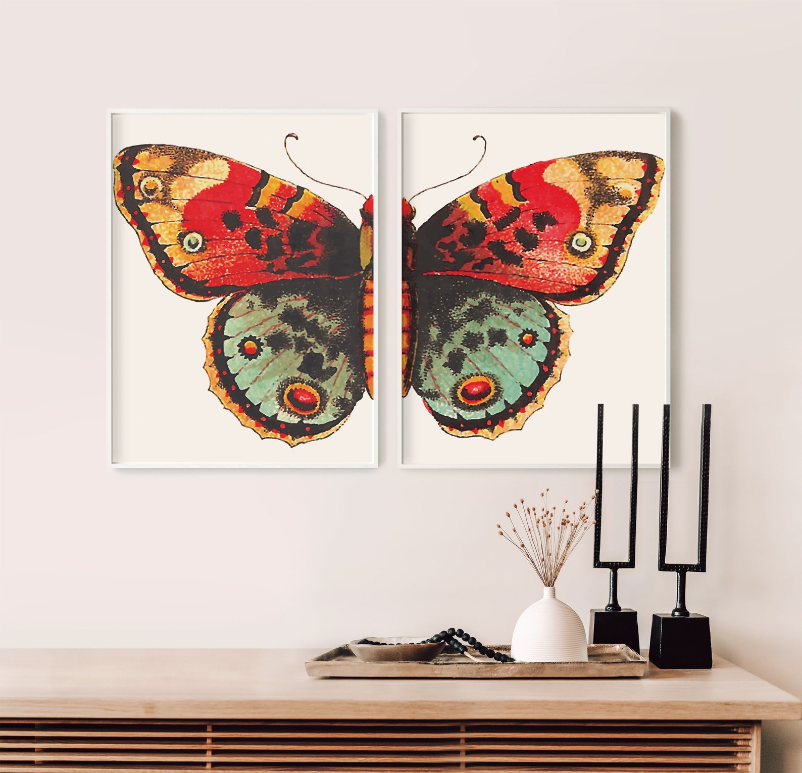 Colorful Butterfly Print Wall Art Set of 2 Butterfly Prints Etsy