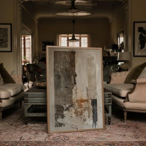 Arte de parede com impressão a óleo moderna, impressão de arte com formas abstratas de terra, pintura a óleo abstrata neutra, arte de parede, impressão minimalista, arte escandinava