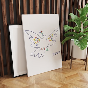 Picasso Dove of Peace Canvas, Pablo Picasso Animal Large Canvas Decoration Art, Animal Painting Decor, Vintage Canvas, Minimalist Art