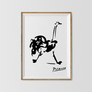 Picasso Ostrich Wall Art Print, Pablo Picasso Animal Drawing Poster, Contemporary Nursery Decor, Big Birds Print, DIGITAL DOWNLOAD