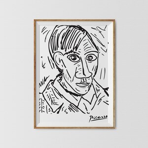 Pablo Picasso Porträt Wandkunst, Pablo Picasso Poster Wandkunst, Picasso Porträt Wohnkultur, Picasso Ausstellungsplakat, Figur Kunst zum ausdrucken