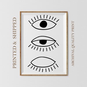 Evil Eye Wall Art Printable, Line Drawing Eye Poster, Boho Wall Decor Art, Mid Century Print, Eyelash Line Art Print, Bohemian & Eclectic