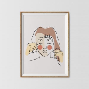 Minimal Woman Line Art, Girl in Japanese Style, Female Poster, Poetic Asian Wall Art, Asian Girl Art, Drawing Outline Fashion, Sketch Art