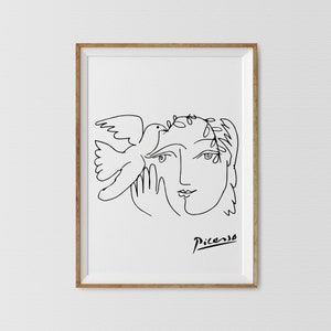Picasso Woman with Dove Line Art Print (Digital Download)