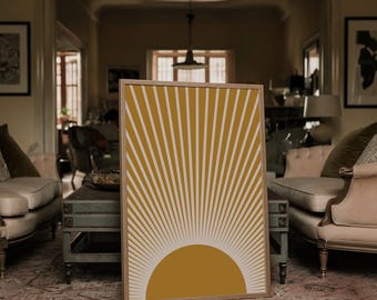 Abstract Sunburst Art Print: Mid Century Modern Wall Decor (Digital Download)