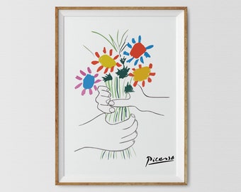 Picasso Bouquet of Flowers Print: Minimalist Exhibition Art (Digital Download)