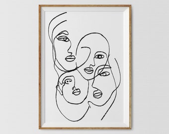 Impresión artística abstracta de rostro femenino: Decoración feminista para el hogar (descarga digital)