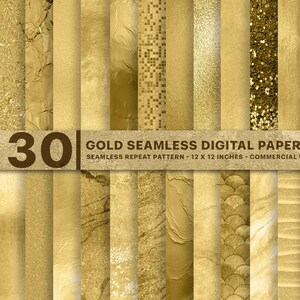 30 papeles digitales dorados, texturas con purpurina dorada, papel para álbumes de recortes con lámina dorada, textura metálica dorada para Photoshop, fondo dorado