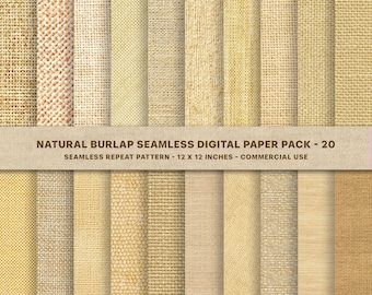 Jute, Burlap Texture Digital Paper Pack, Neutral Sackcloth Fabric textures(Commercial Use)