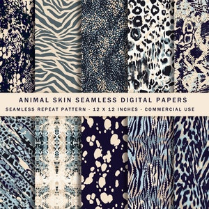 Paquet de 10 papiers numériques animal, peau de bête, motif abstrait sans couture d'impression d'animal, motif de peau d'animal imprimé léopard, papier Safari