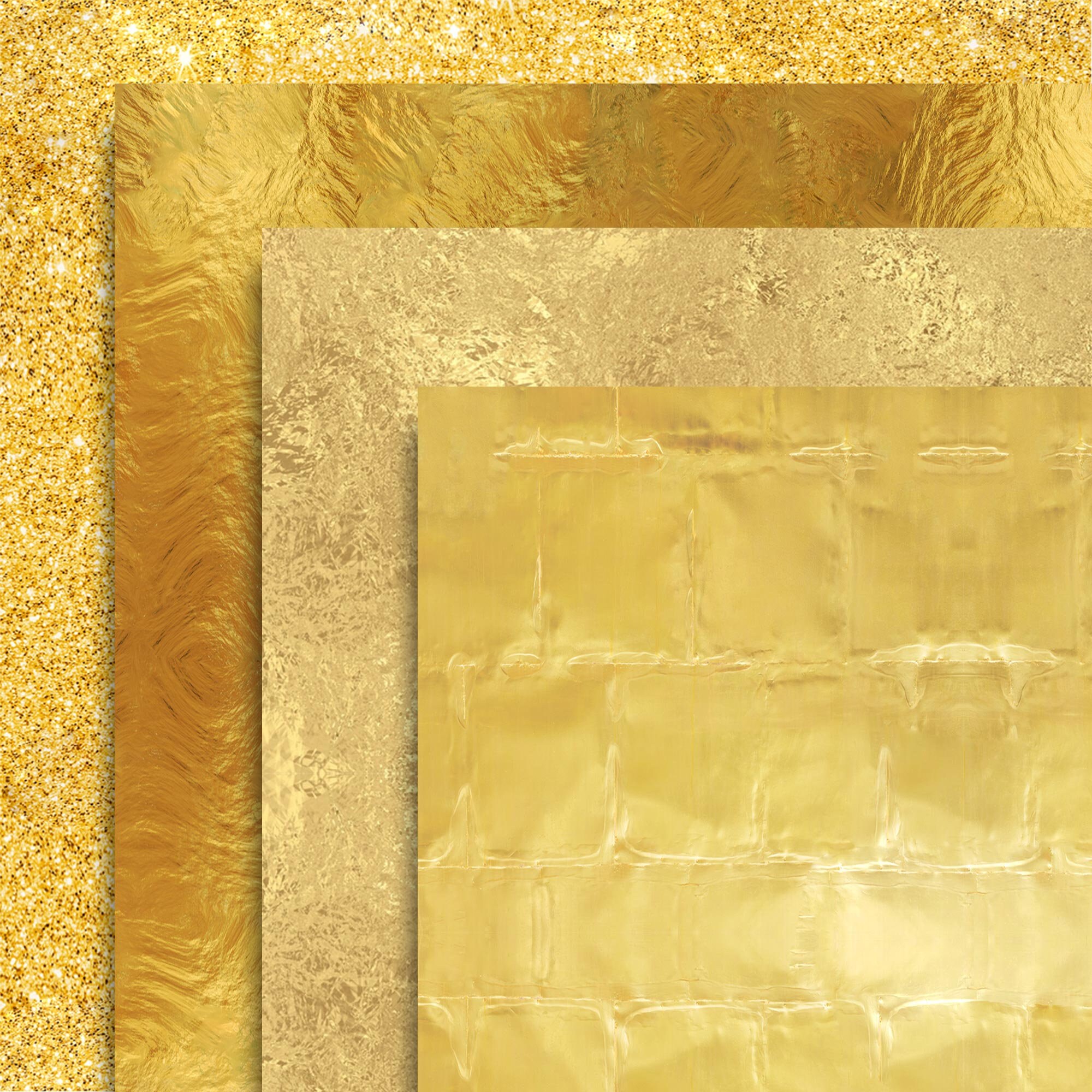 Gold Foil Glitter Digital Paper Pack, Gold Digital Texture Paper Yellow ...