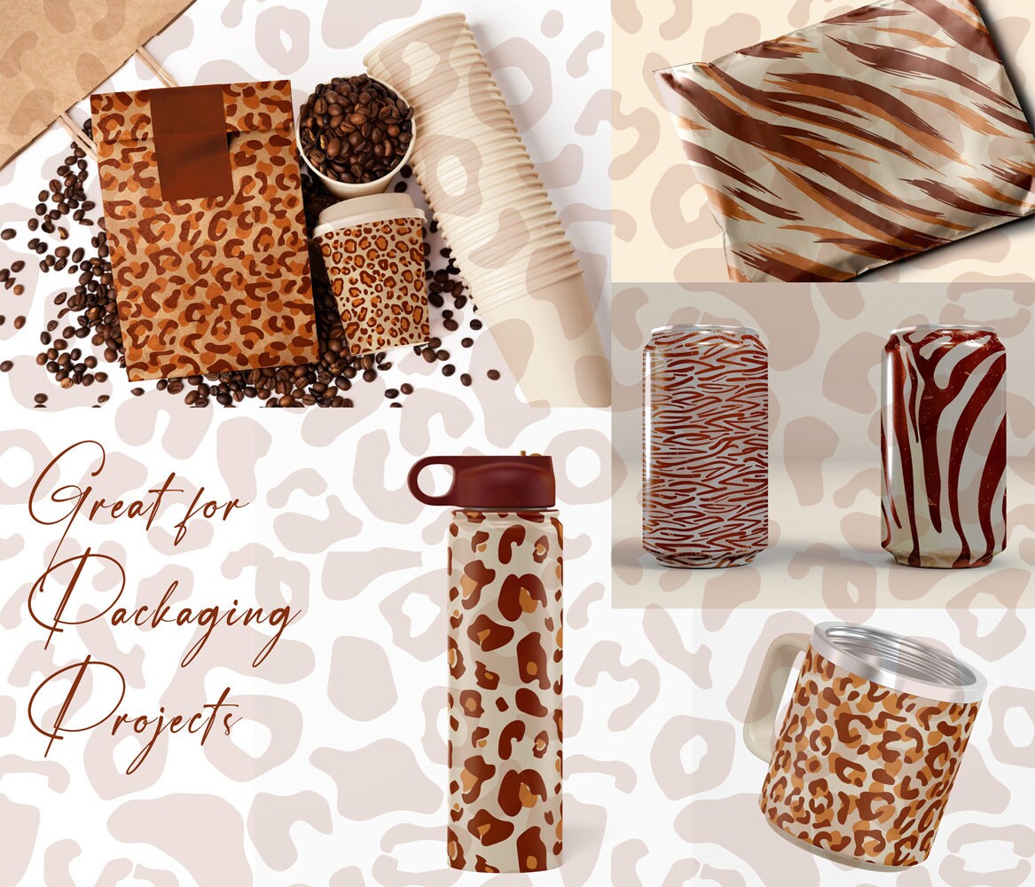 Animal Print Digital Paper – 10 Seamless Leopard, Tiger & Zebra Skin ...
