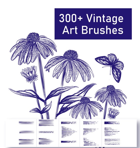 300 Illustrator Brushes Bundle, Brush for Digital Drawing Vintage Art  Brushes Vintage Pattern Brushes Instant Download Vector Brushes 