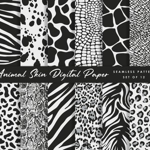 Animal digital paper Pack, Leopard, tiger, Print Seamless Paper, Scrapbook Paper, 12x12, Animal Print Commercial Use - Digital Download