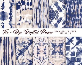 Indigo Tie Dye Digital Paper: Seamless Fabric Print (JPG File)