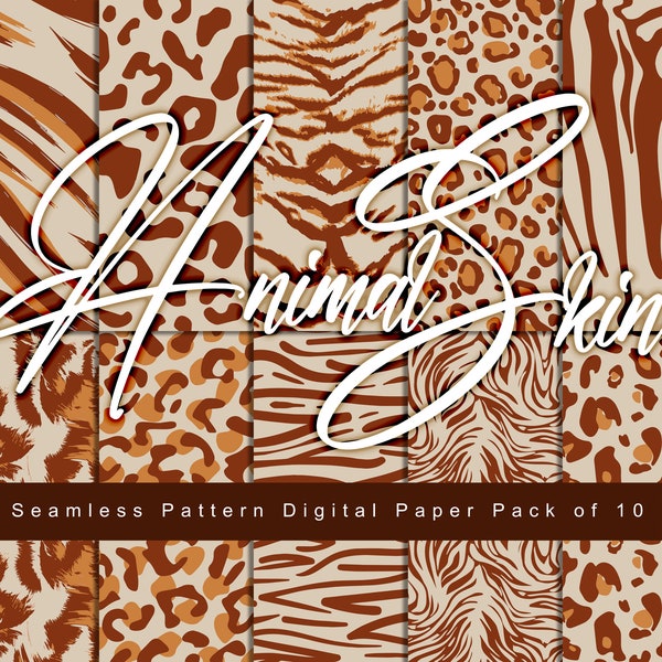 Papier cyfrowy do druku zwierząt, lampart, zebra, nadruk geparda, żyrafa, tygrys, tło, papier do druku, wzór, SVG, PNG, pakiet